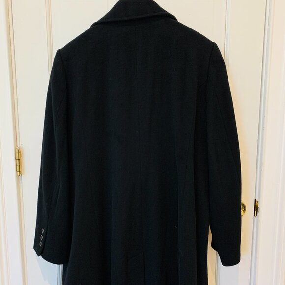 WOMEN'S CLASSIC LL BEAN BLACK WOOL LONG OVER COAT PEA COAT 90s 80s - Picture 4 of 15